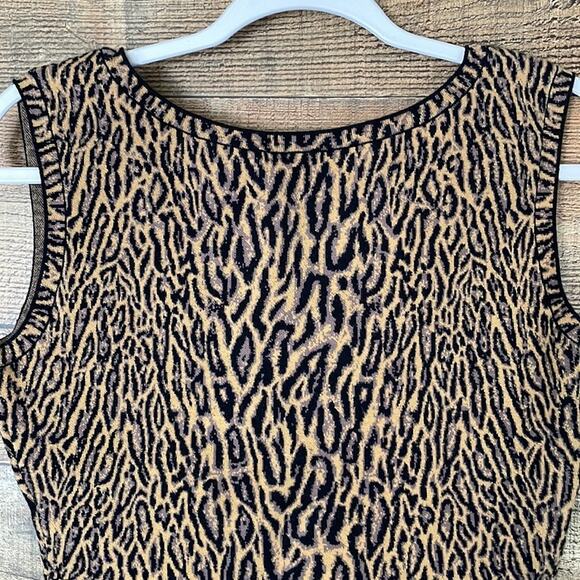 BCBGMAXAZRIA Alonya Leopard Print Peplum Tank Top Camel Combo SZ Medium - Picture 2 of 11